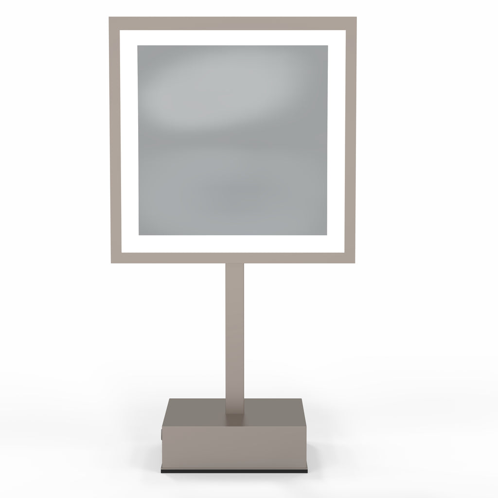 713 - Rechargeable Single-Sided LED Square Freestanding Mirror - THE BRIE