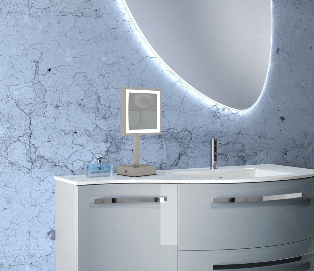 713 - Rechargeable Single-Sided LED Square Freestanding Mirror - THE BRIE