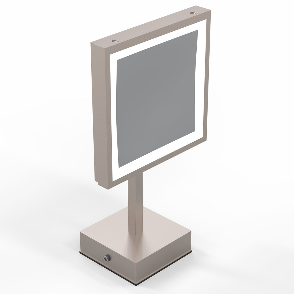713 - Rechargeable Single-Sided LED Square Freestanding Mirror - THE BRIE