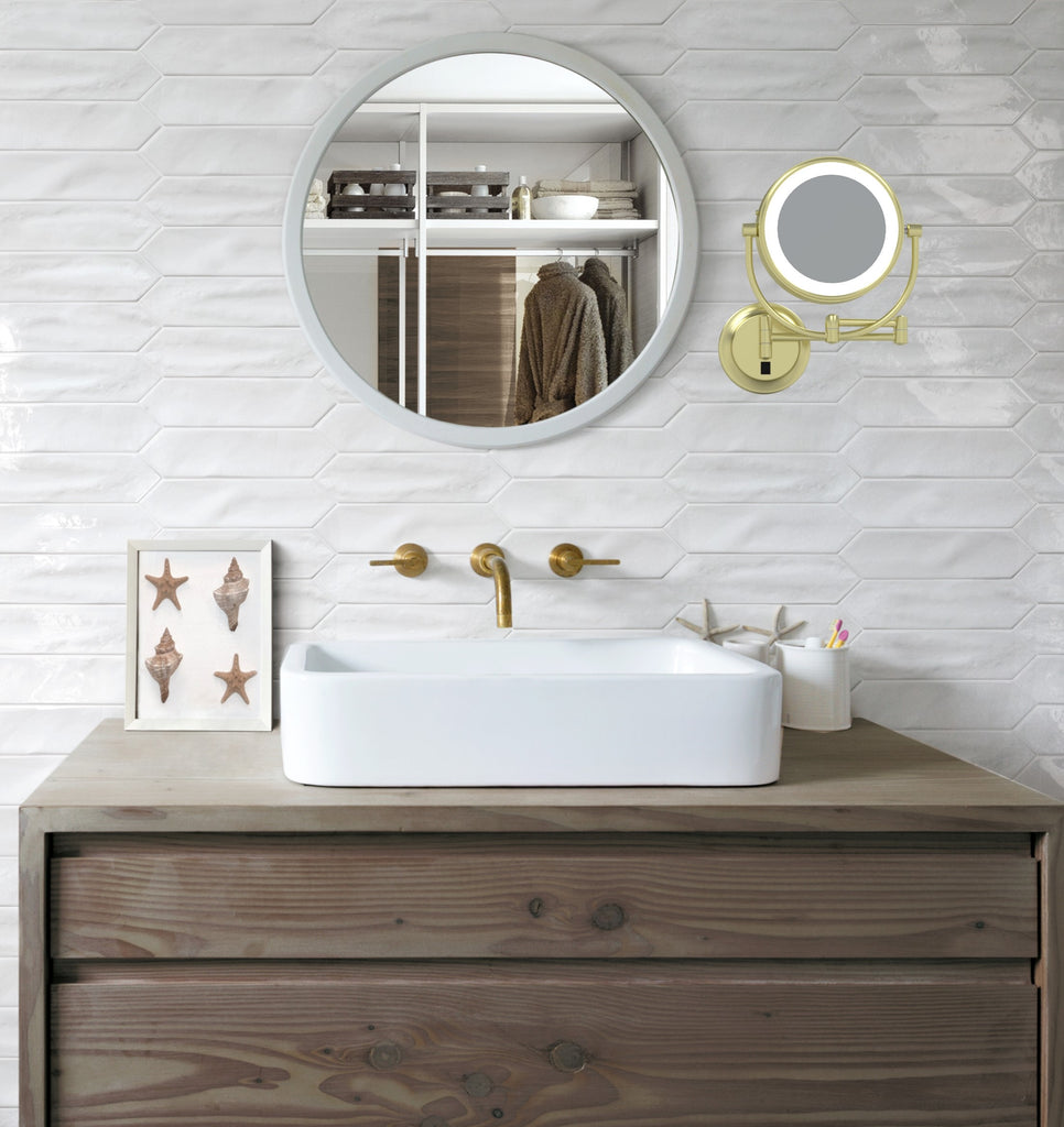 945 - LED Lighted 5x/1x Magnified Arm Wall Mirror - THE MERYL