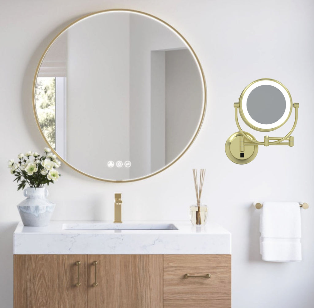 945 - LED Lighted 5x/1x Magnified Arm Wall Mirror - THE MERYL