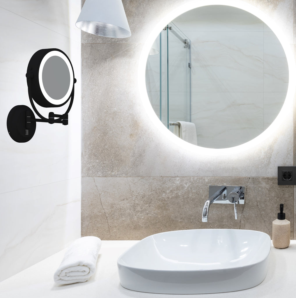 945 - LED Lighted 5x/1x Magnified Arm Wall Mirror - THE MERYL