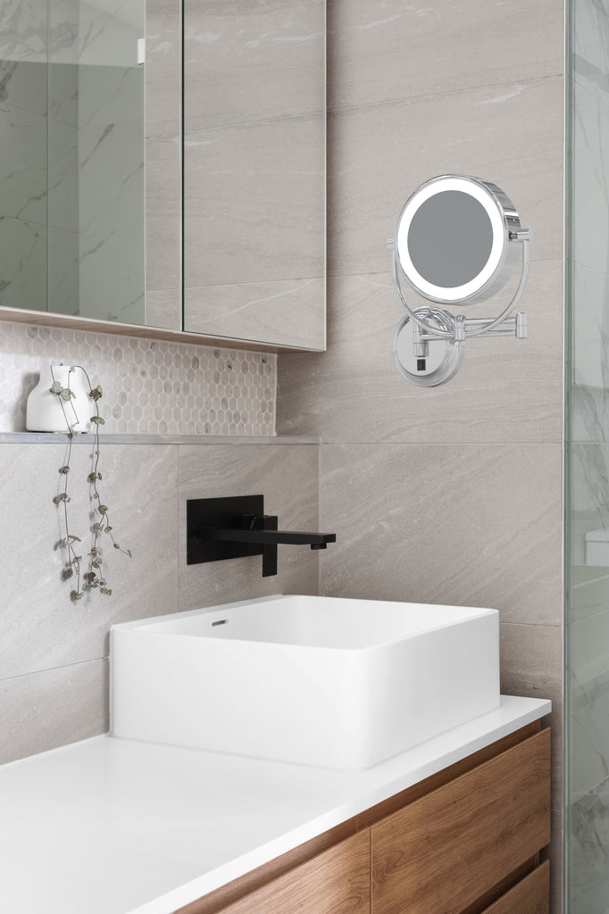 945 - LED Lighted 5x/1x Magnified Arm Wall Mirror - THE MERYL