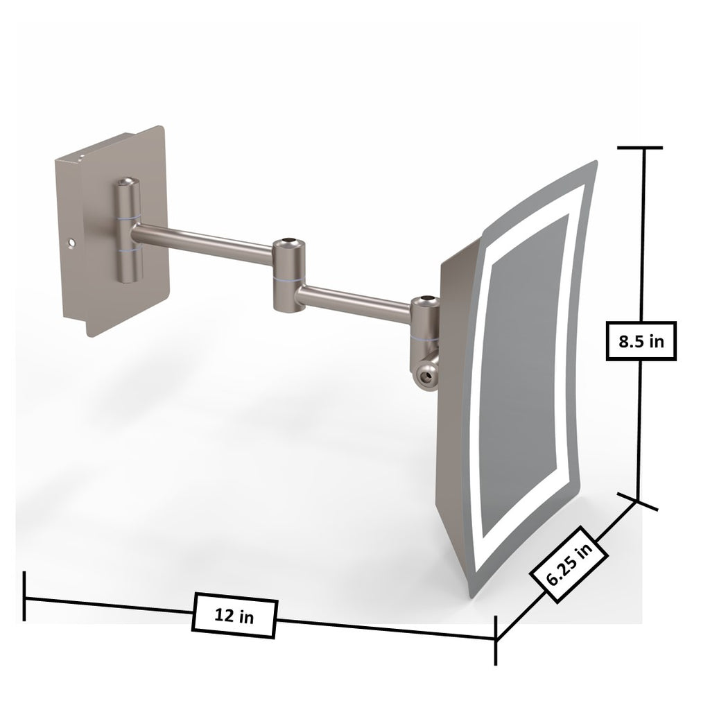 949 - 3x Magnification Rectangular Single-Sided Arm Wall Mirror - THE BETTY