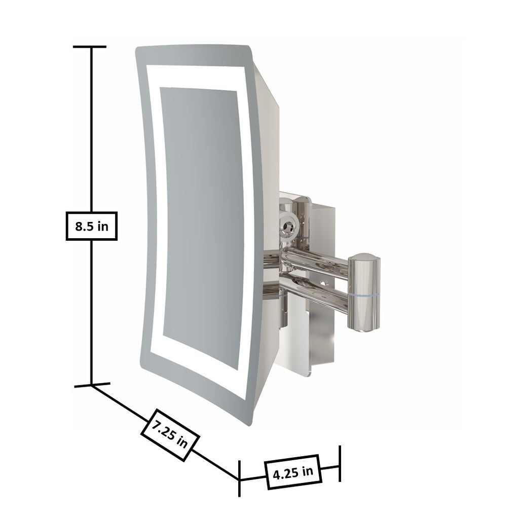 949 - 3x Magnification Rectangular Single-Sided Arm Wall Mirror - THE BETTY